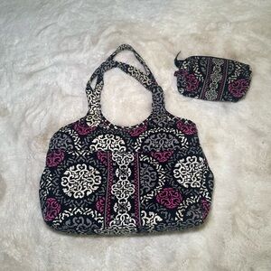 Vera Bradley Laptop Shoulder Bag and Cosmetic bag - Canterbury Magenta